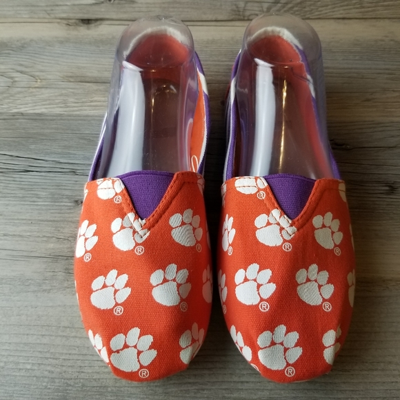 FOCO NCAA Clemson Tigers Logo Print Canvas Slip On Loafer Sneaker - Picture 2 of 6